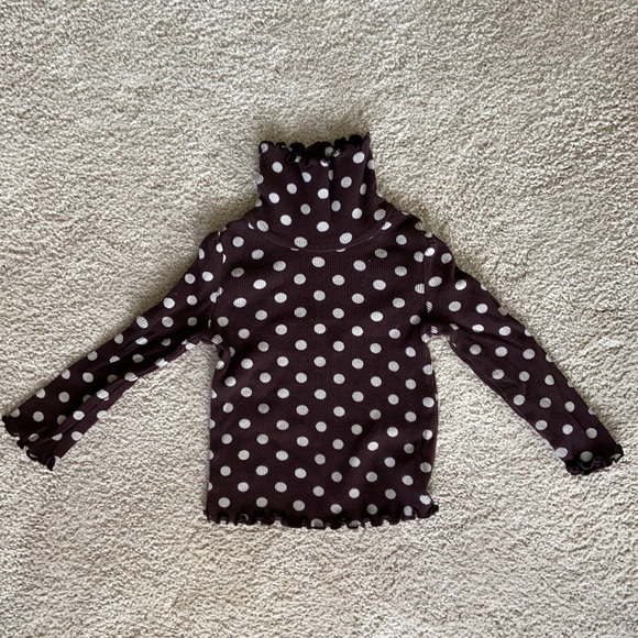 Baby Gap Brown and White Ribbed Polka Dot Turtleneck Top in Size 18-24M - Picture 2 of 7